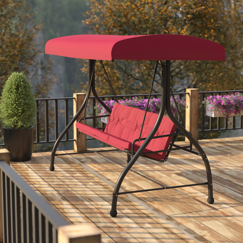 Hamac de patio extérieur convertible 3 places avec coussins Taylor, Rouge
