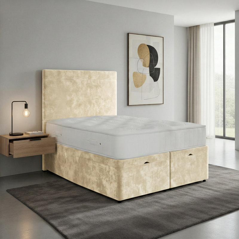Upholstered Bed, Single, Cream