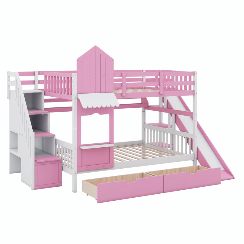 Lit pour enfants Colliers, Double, Rose