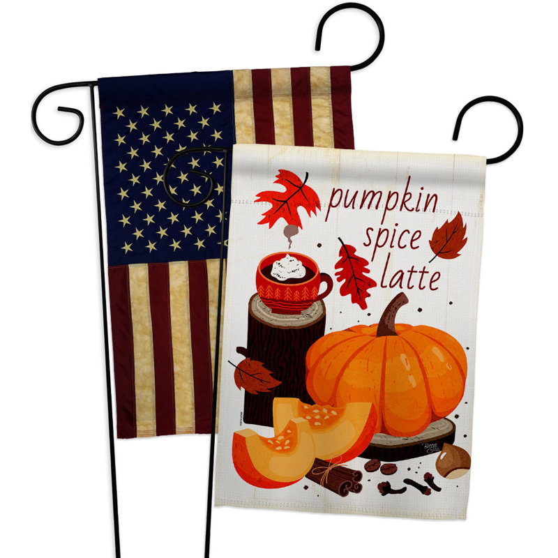 Drapeau de jardin en latte de polyester citrouille épice 18,5 x 13 po