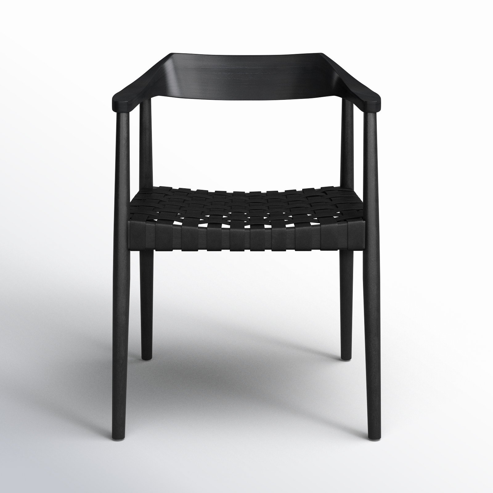 Noreen Accent Chair, Black Genuine Leather, Black