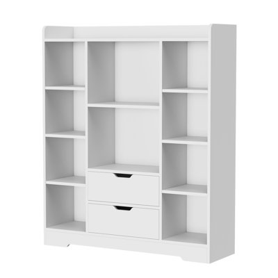 Achnas 39" W x 47" H Storage Bookcase with 10 Cubes and 2 Drawers