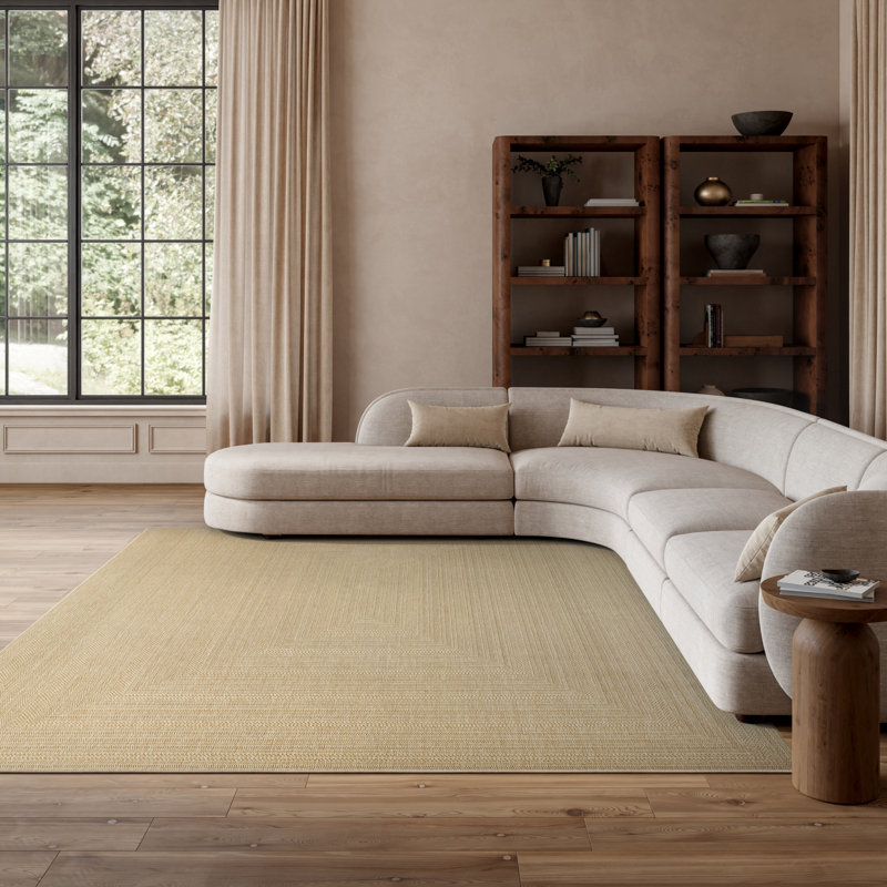 Cascio Geometric Indoor/Outdoor Area Rug, Rectangle 9' x 12', Taupe Gray