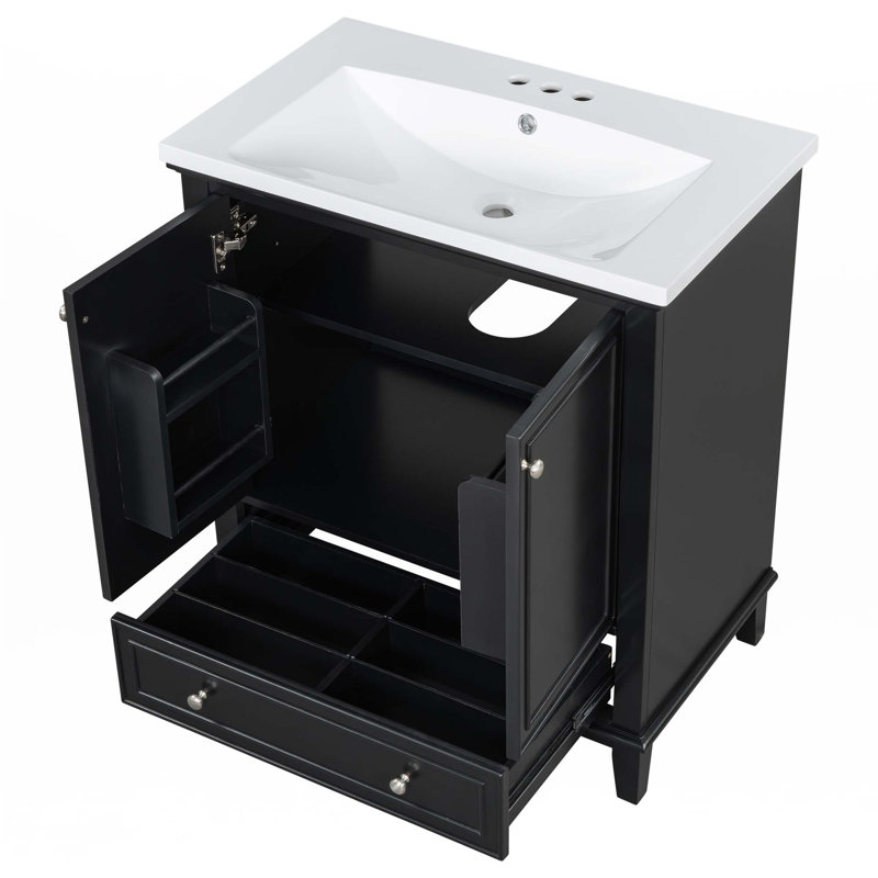 Meuble-lavabo 30 po avec lavabo, Noir, noir, noir, noir