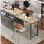 Îlot de cuisine de 74,5 po avec table de salle à manger extensible, îlot de cuisine roulant, support à épices et 2 tiroirs, chariot de rangement à 4 portes, gris, convient à la cuisine, à la salle à manger-1740626245