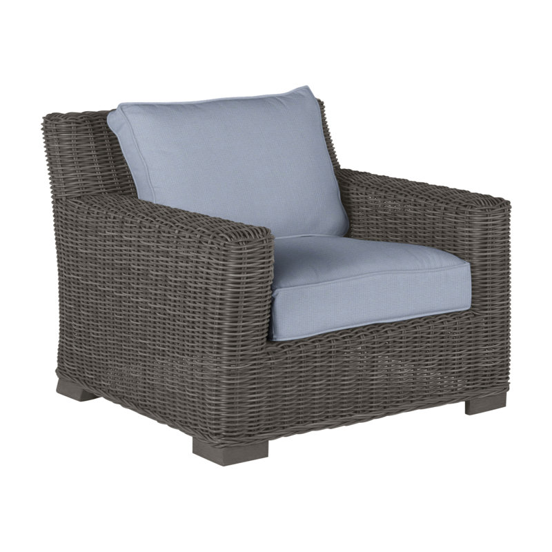 Rustic Woven Lounge Chair - Slate Gray, Slate Gray, Welt, Arbor Chambray