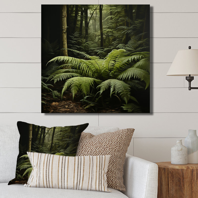«Green Fern Forest Beauty IV - Ferns», art mural, Toile tendue, H 16 po x l 16 po x P 1 po