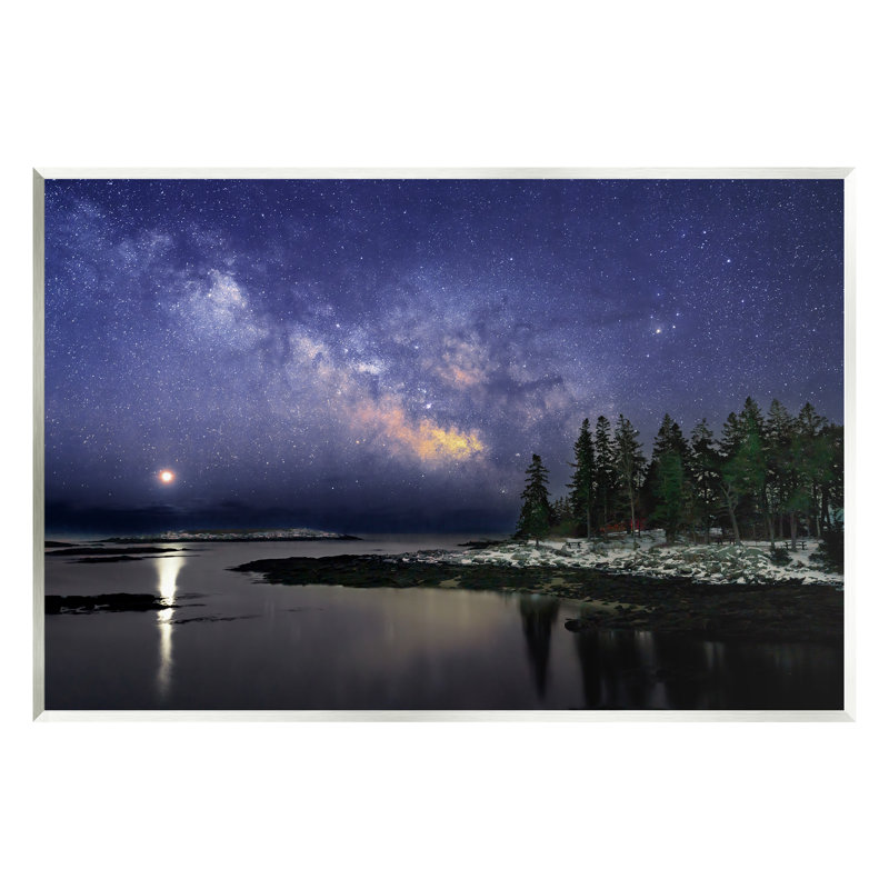 «Galaxy Galaxy Over Coastal Winter Night Floater» par Rick Berk, H 10 po x l 15 po x P 0,5 po, Bois