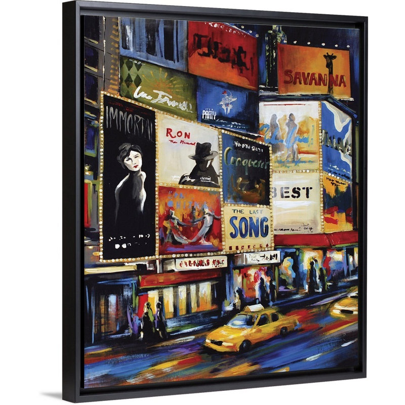 « thats broadway », peinture sur toile, H 15,7 po x l 12,7 po x p 1,75 po, Cadre flottant noir