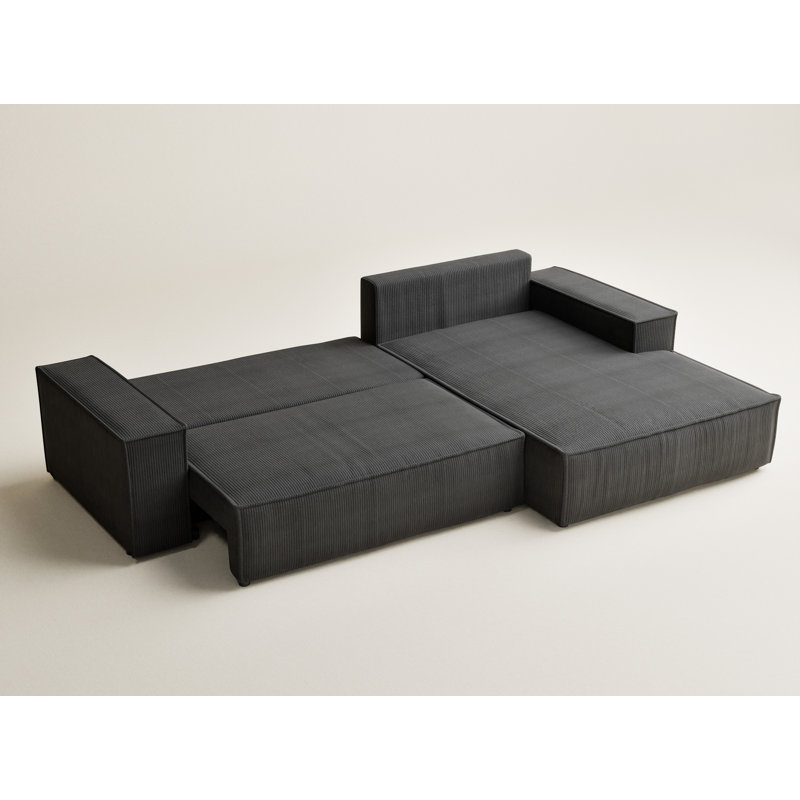 5 Seater Fabric Corner Sofa , Anthracite Velvet, Right Hand Facing