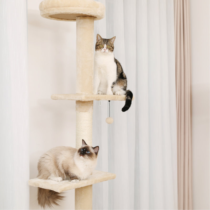 Interactive Adjustable 5-Tier Floor to Ceiling Cat Tower