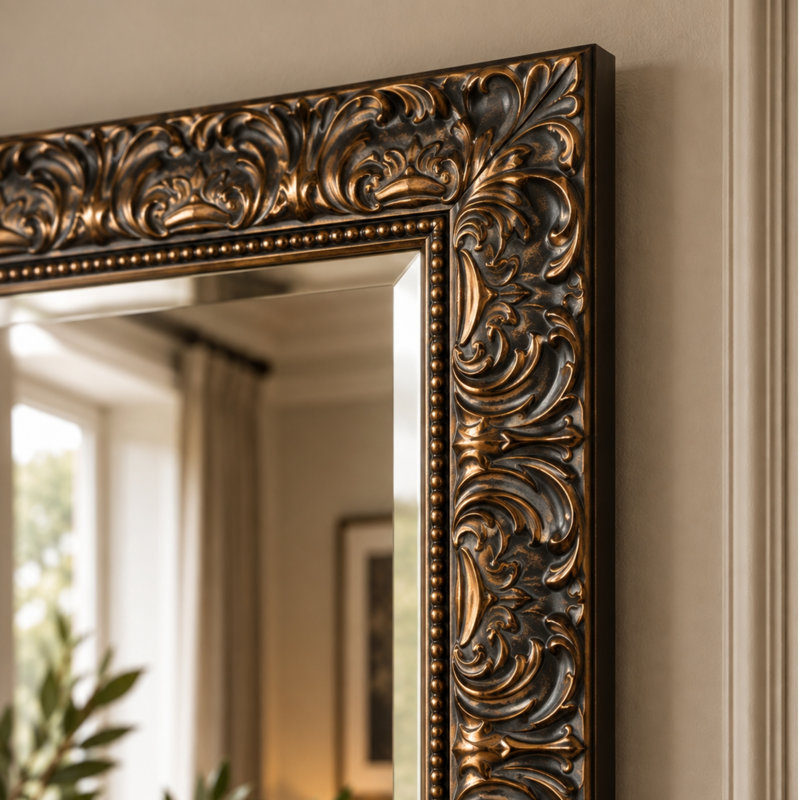 Resin Rectangle Wall Mirror, 92.5 cm H x 67 cm W, Gold