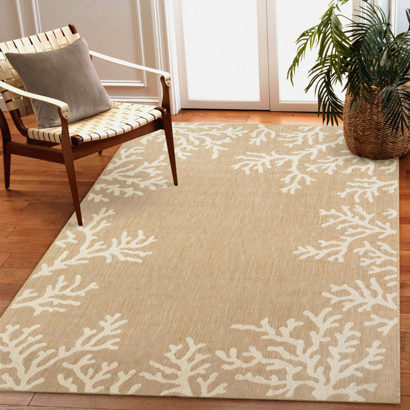 Tapis intérieur / extérieur beige Mancilla, Rectangle 3 pi 3 po x 4 pi 11 po