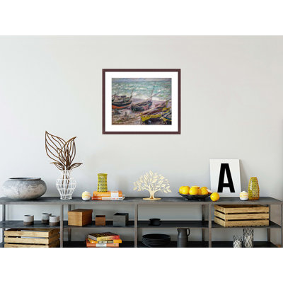 Bateaux de pêche à Étretat par Claude Monet, impression giclée sur cadre