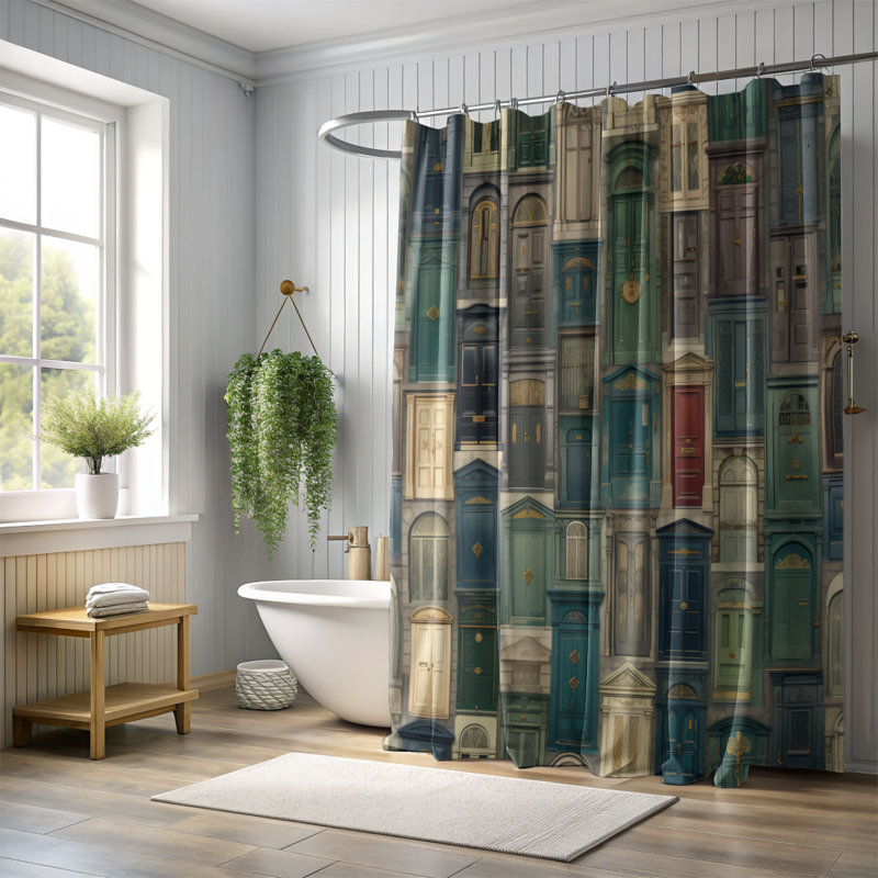 Alexsis Patchwork Shower Curtain, 74"H x 71"W