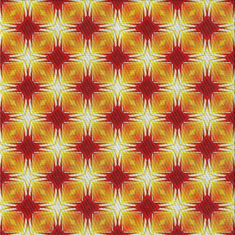 Jaune/rouge géométrique Penniman Tapis décoratif, Carré 7 pi