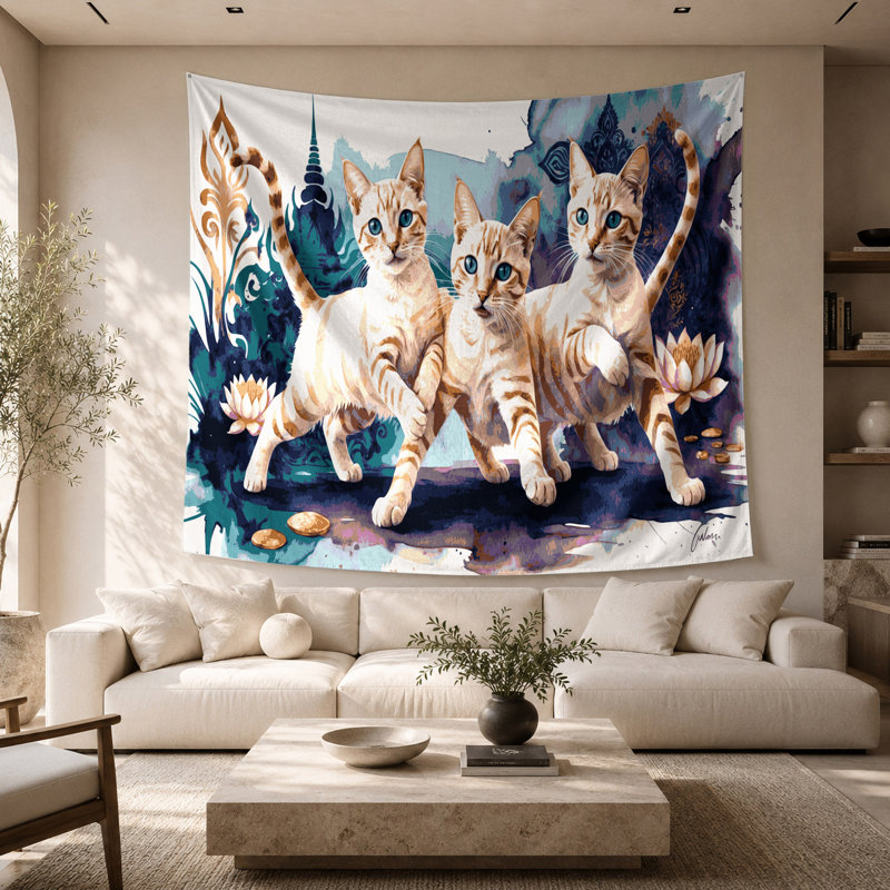 Tapisserie «Cats Mekong Bobtail», 68 po x 80 po