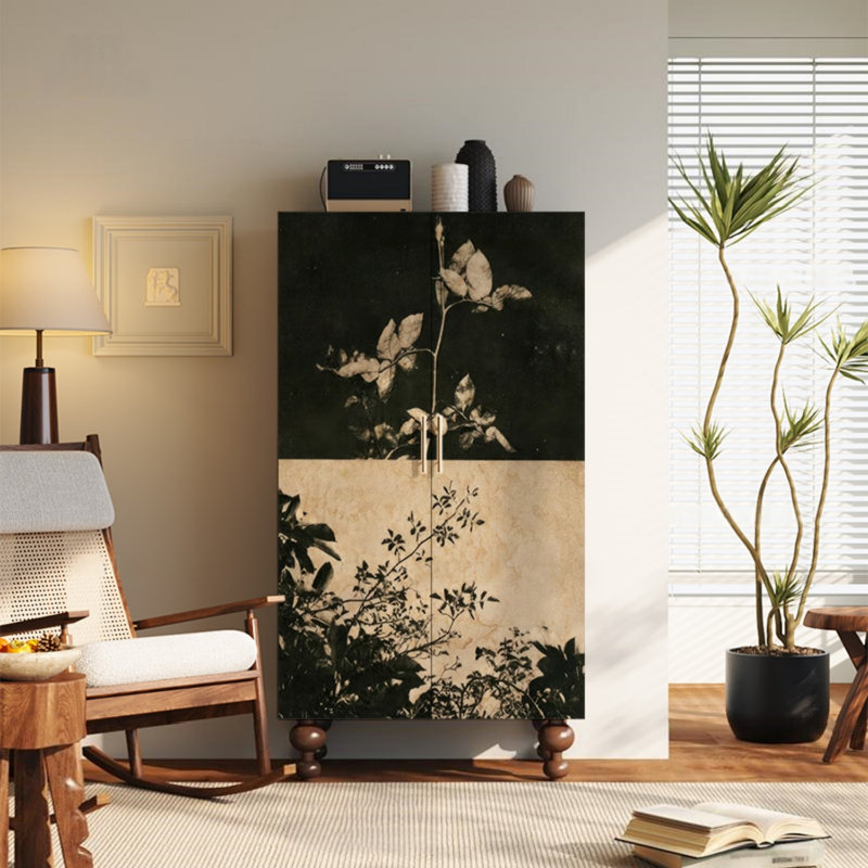 Armoire de rangement Vintage, Noyer / noir