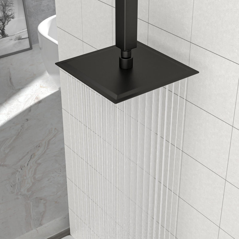 8-Inch Square Ceiling Shower Head, Matte Black