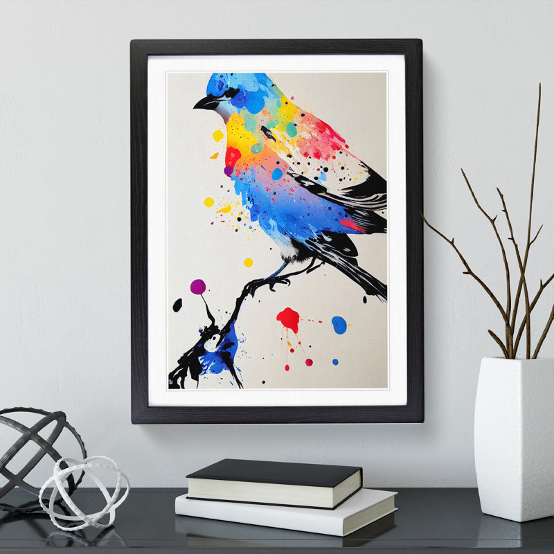 Paint Splash Bird No.2 - Framed Print, Black, 64cm H x 46cm W x 2cm D