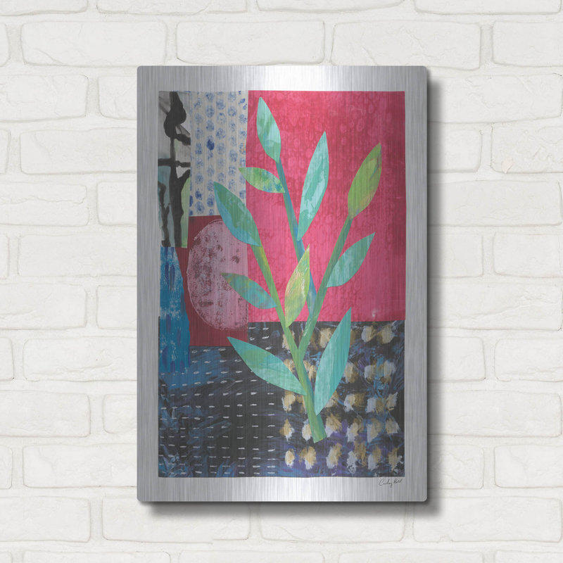 Luxe Metal Art 'Patchwork Plants 1'  by Courtney Prahl Metal Wall Art, 16" x 24"