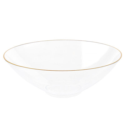 Bols ronds en plastique transparent 16 oz avec bordure dorée 60 invités Ecoqualité