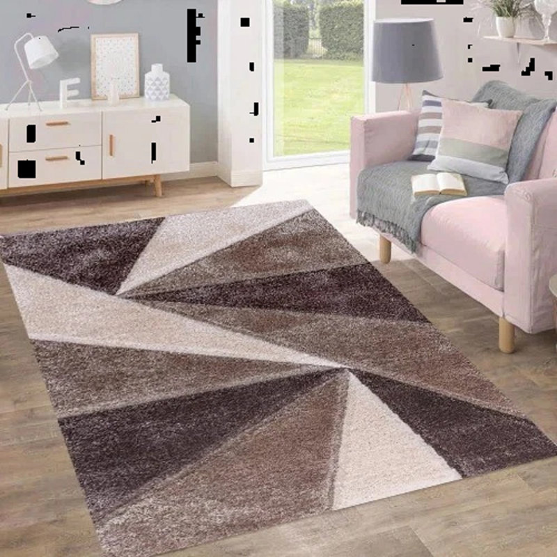 Geometric Shag Area Rug, Rectangle 200 x 290 cm