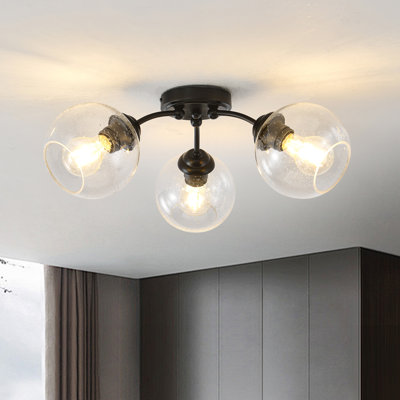 Plafonnier semi-encastré 3 lumières en verre