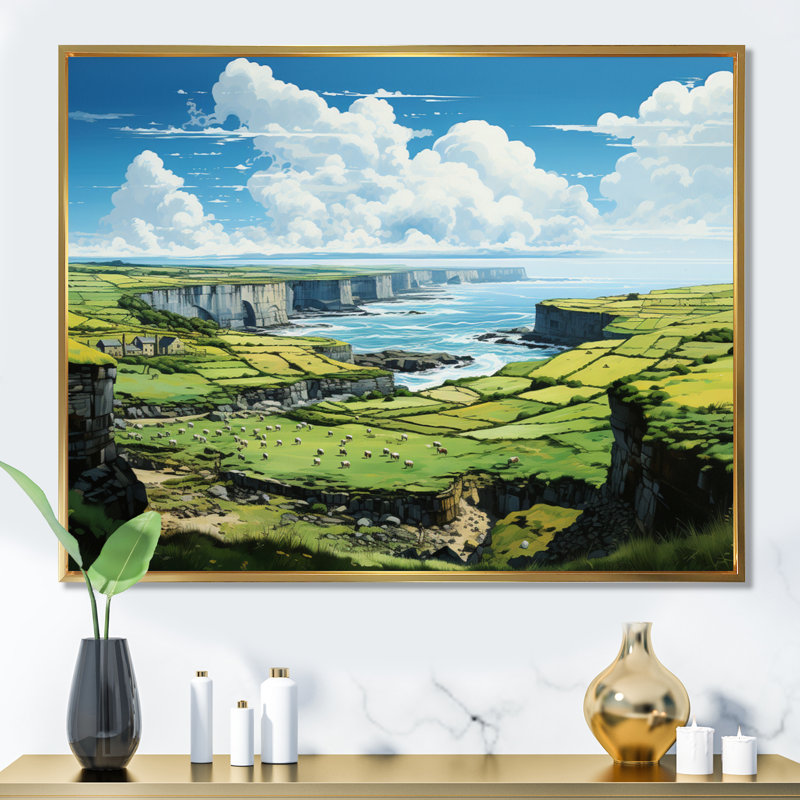 " Ireland Emerald Isle This IV ", H 16 po x l 32 po x P 1 po, Cadre flottant doré