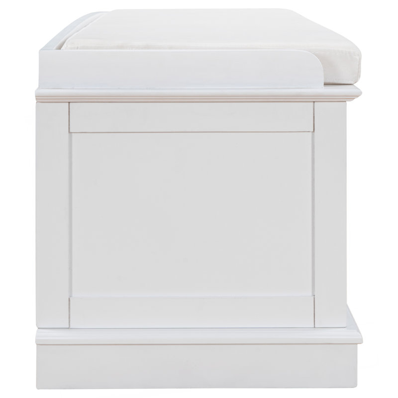 Banc de rangement avec 4 portes et tablettes réglables, banc à chaussures avec coussin amovible pour le salon, entrée (blanc)
