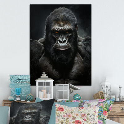 Décoration murale en métal noir et blanc Gorilla Majestic III - animaux