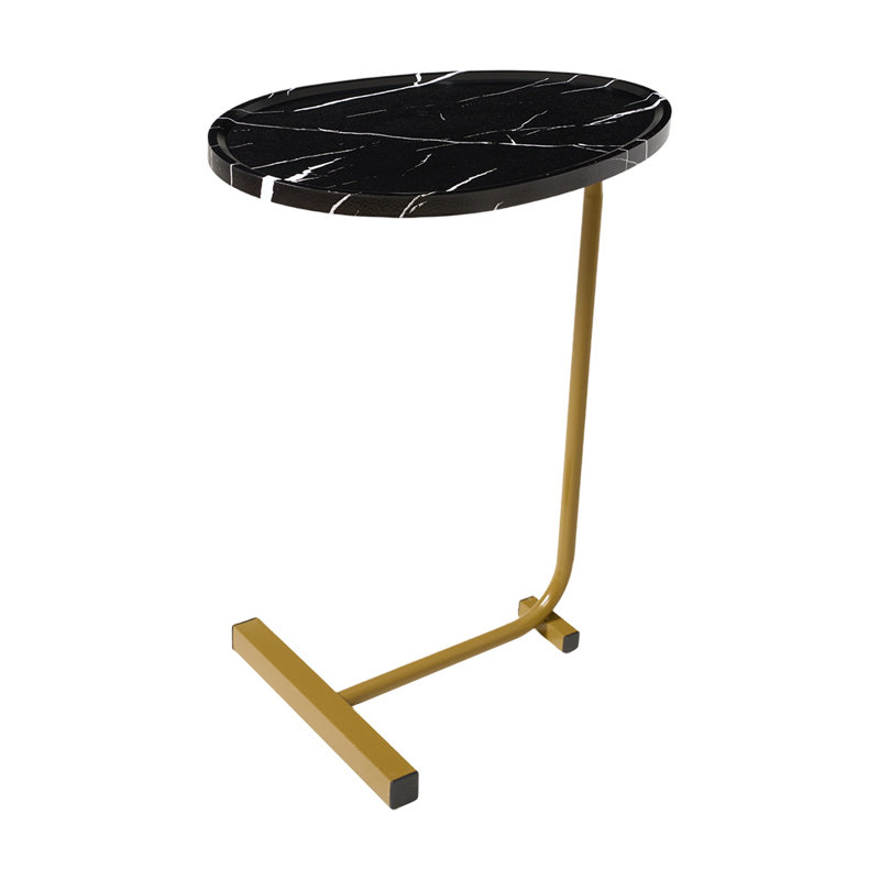 Tray Top Frame End Table, Black, Gold