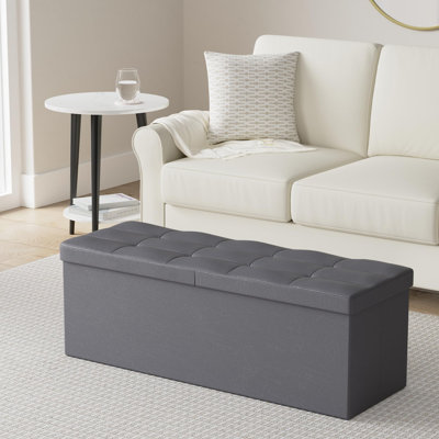 43 Inches Folding Storage Ottoman Bench With Flipping Lid