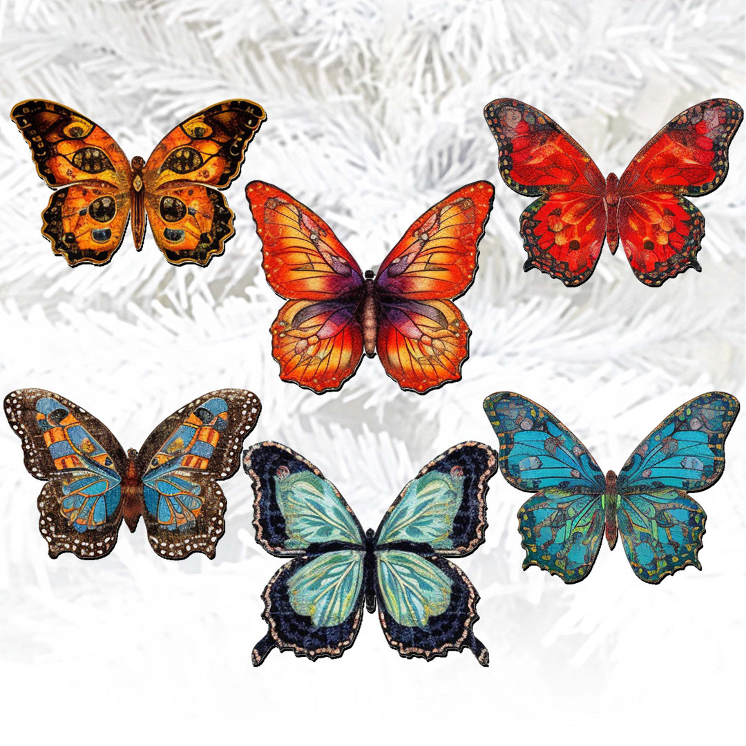 6 Piece Summer Butterfly Decorative Wooden Clip-on Ornaments by G. Debrekht Designocracy