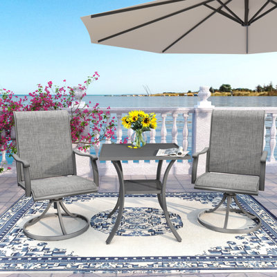 Seddon Square 2 - Person Powder Coated Steel Bistro Set with Cushions by Alcott Hill