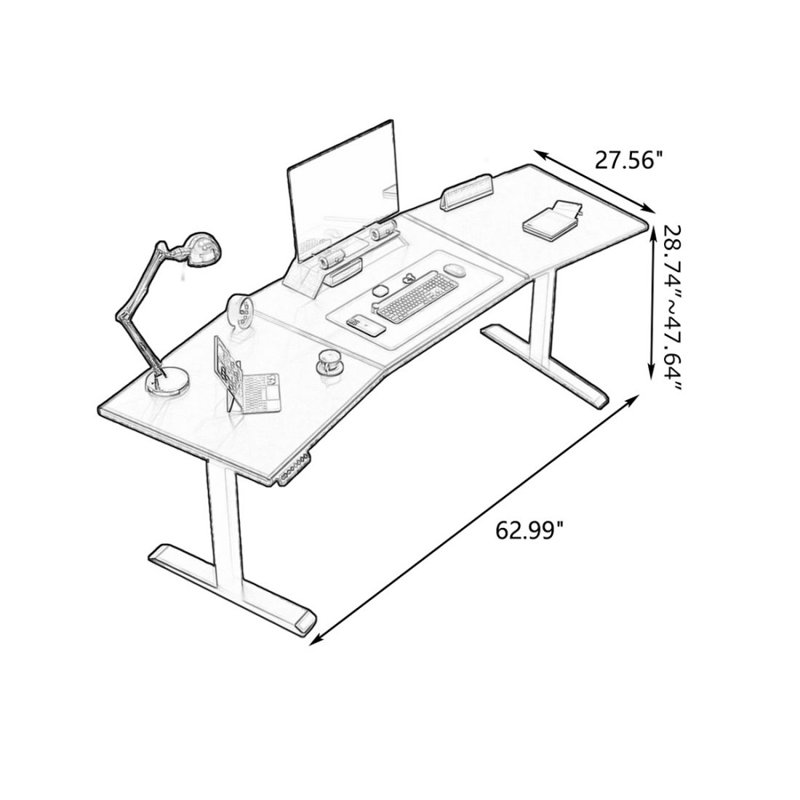 Bureau debout en bois manufacturé noir Free Form, H 47,64 po x l 62,99 po x P 27,56 po