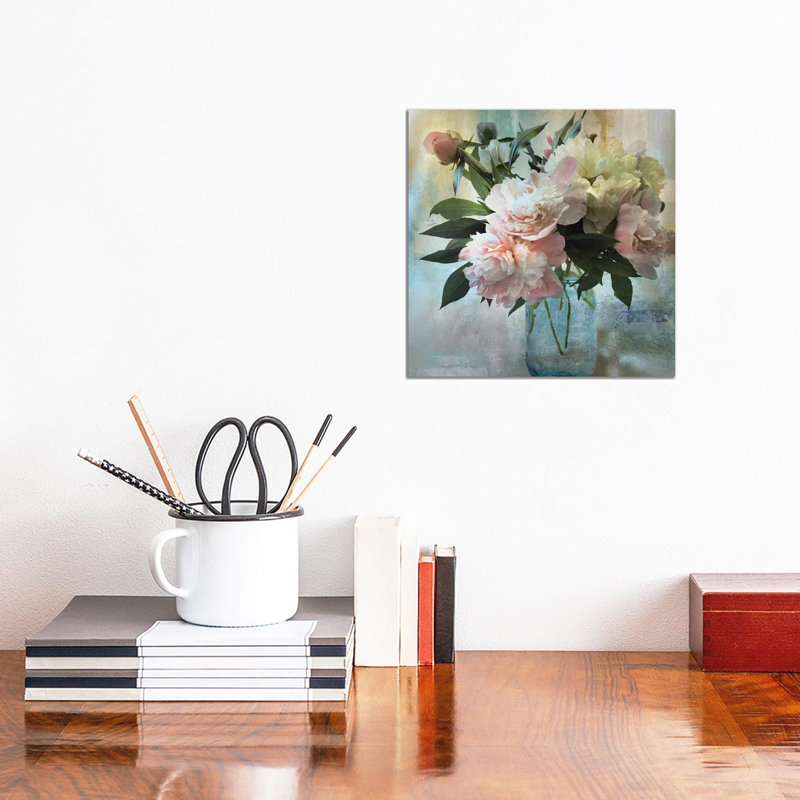 Peony Bouquet II by Nan - Painting, Wrapped Canvas, No Matte, 12" H x 12" W x 0.75" D