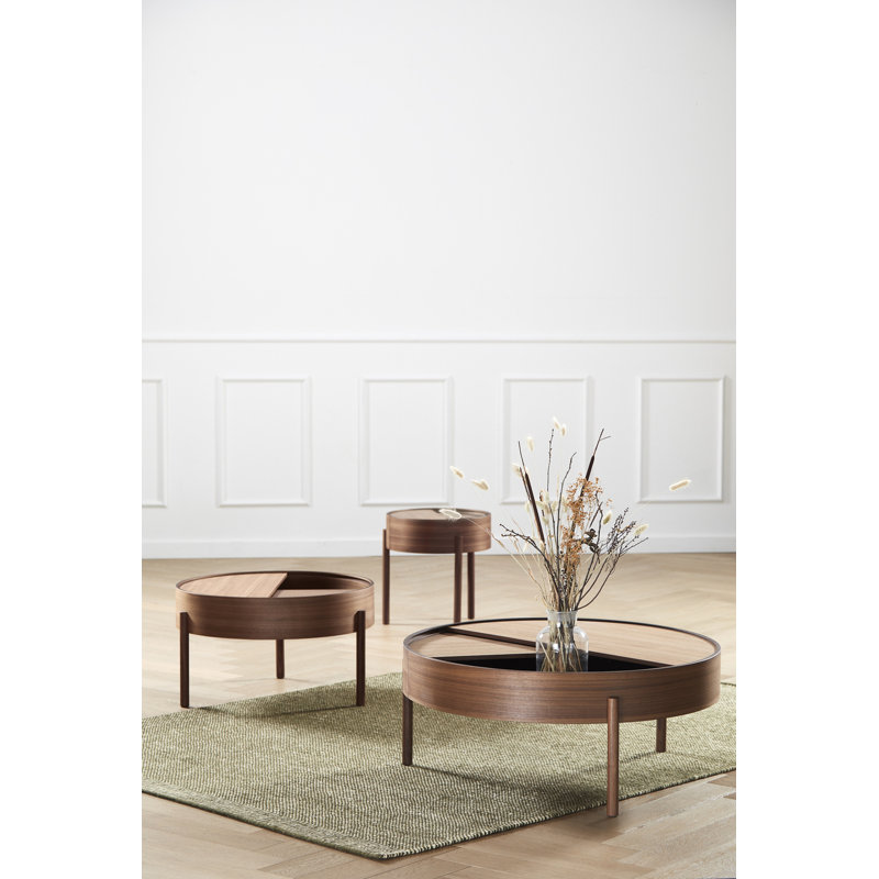 Arc Coffe Table, Matt Lacquered Walnut, 15" H x 26" L x 26" W