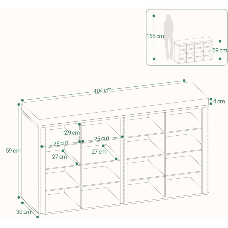 Storage Bench, White/Light Grey