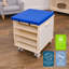 Tabouret mobile avec chariot de rangement - coussin bleu - RTA
