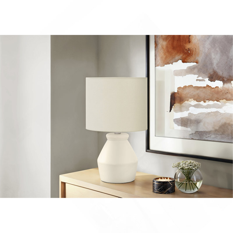 Lampe de table moderne en céramique de 43 cm (17 pouces), interrupteur rotatif et cordon de 1,5 m (5 pieds), petite lampe de chevet pour chambre, salon ou bureau à domicile