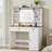 White Vanity With 4 Drawers & Shelves, 42.1'' Farmhouse Makeup Vanity Desk Featuring A Sliding Mirror And Lights, A Rustic Large Vanity Set Suitable For The Bedroom.