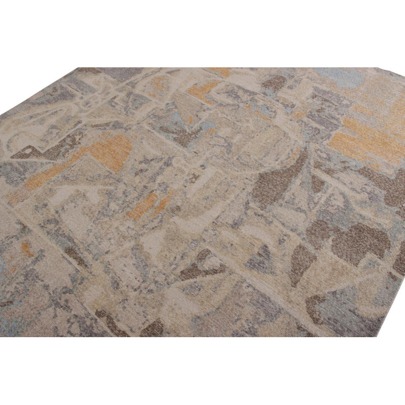 Distressed Homage Hand Knotted Wool Abstract Area Rug, Rectangle 6' x 9'