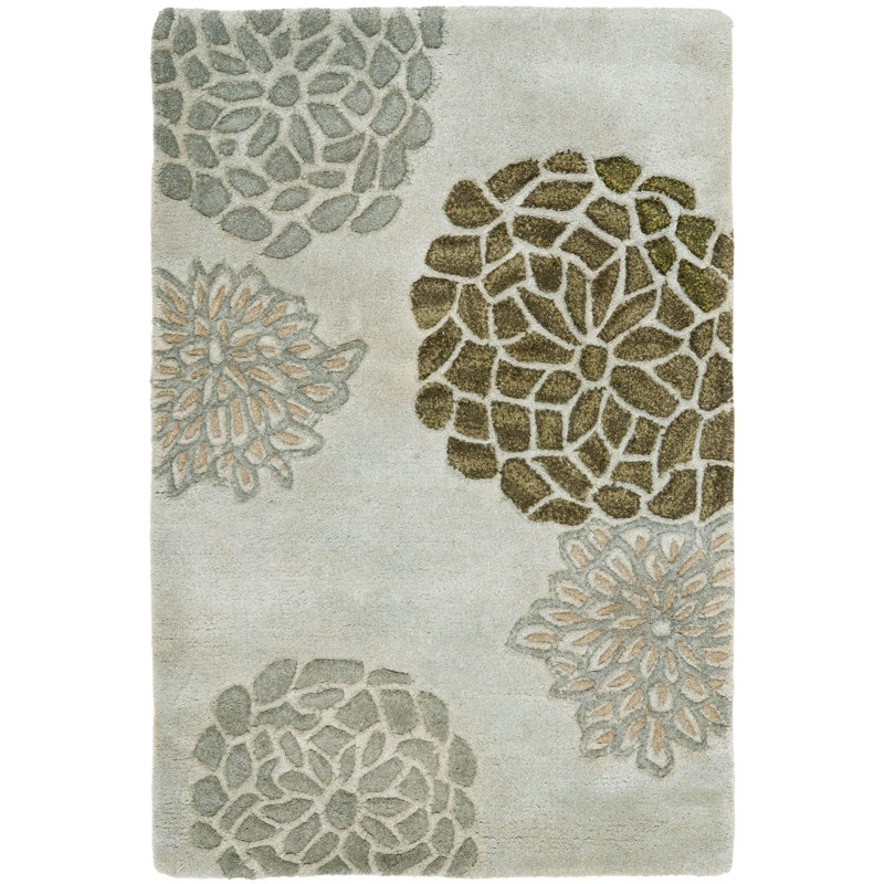 Tapis floral en laine touffeté à la main Soho, Rectangle 8 pi 3 po x 11 pi