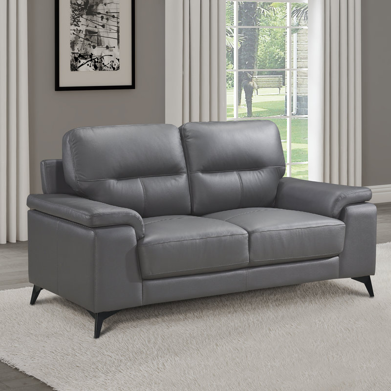 Causeuse en cuir Nashely, Gris foncé