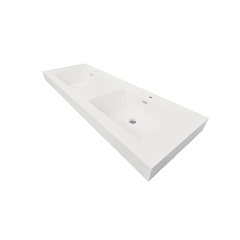 Lavabo de salle de bain vasque rectangulaire blanc avec trop-plein
