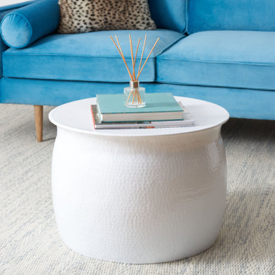 Hammered Metal Table Stool by Everly Quinn