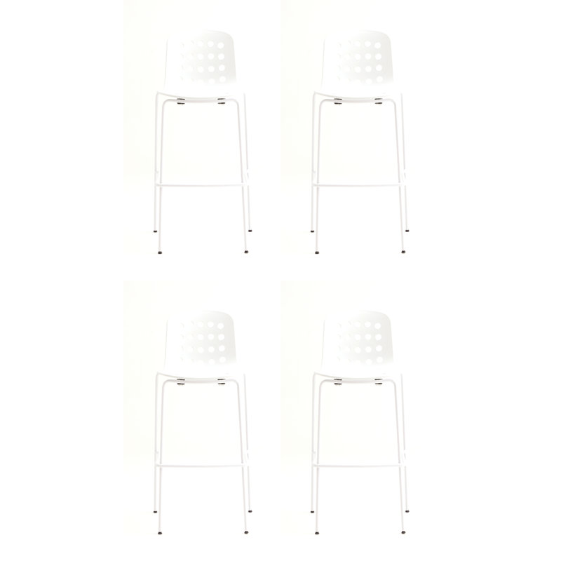 Tabouret de bar perforé Holi (ensemble de 4), Blanc