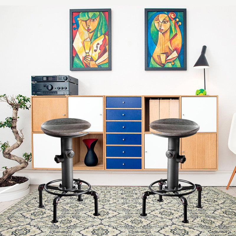Tabouret de bar et de comptoir Mildred, Gris, Tabouret de comptoir (assise de 24 po de hauteur)