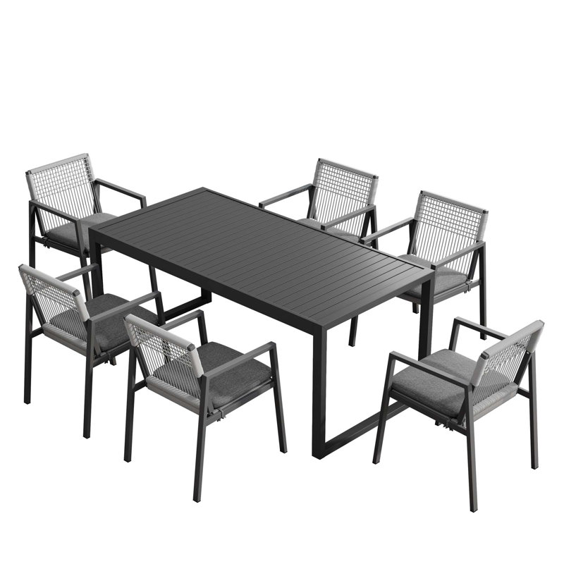 Ensemble de salle à manger d'extérieur, ensemble de 6 chaises de salle à manger en aluminium